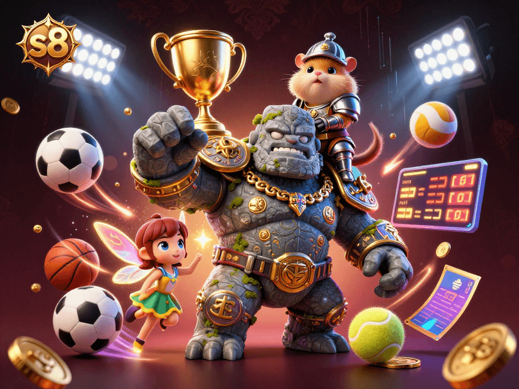 Engage in thrilling sports betting experiences with S8, featuring dynamic action-packed characters.