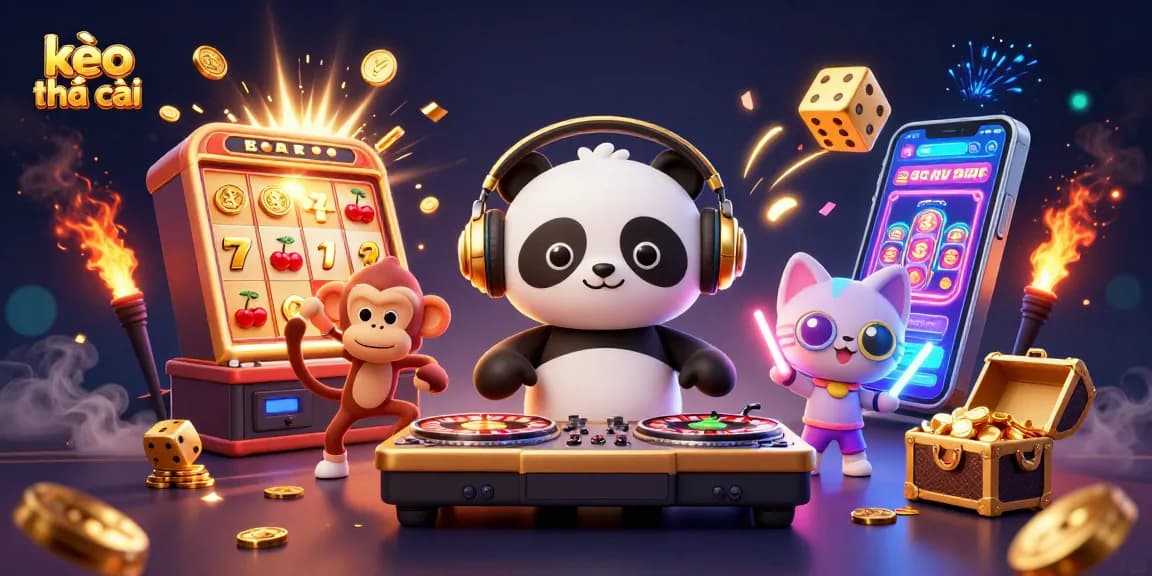 Experience excitement with kèo nhà cái in a vibrant casino scene featuring lively characters and game elements.