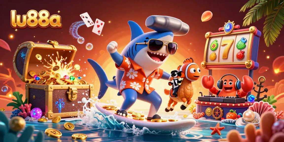 Experience thrilling wins at lu88a with vibrant casino elements in an immersive 3D underwater scene.