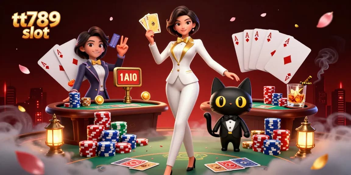 Rasakan sensasi tt789 slot dengan adegan kasino 3D yang imersif menampilkan karakter glamor dan elemen permainan yang menarik.