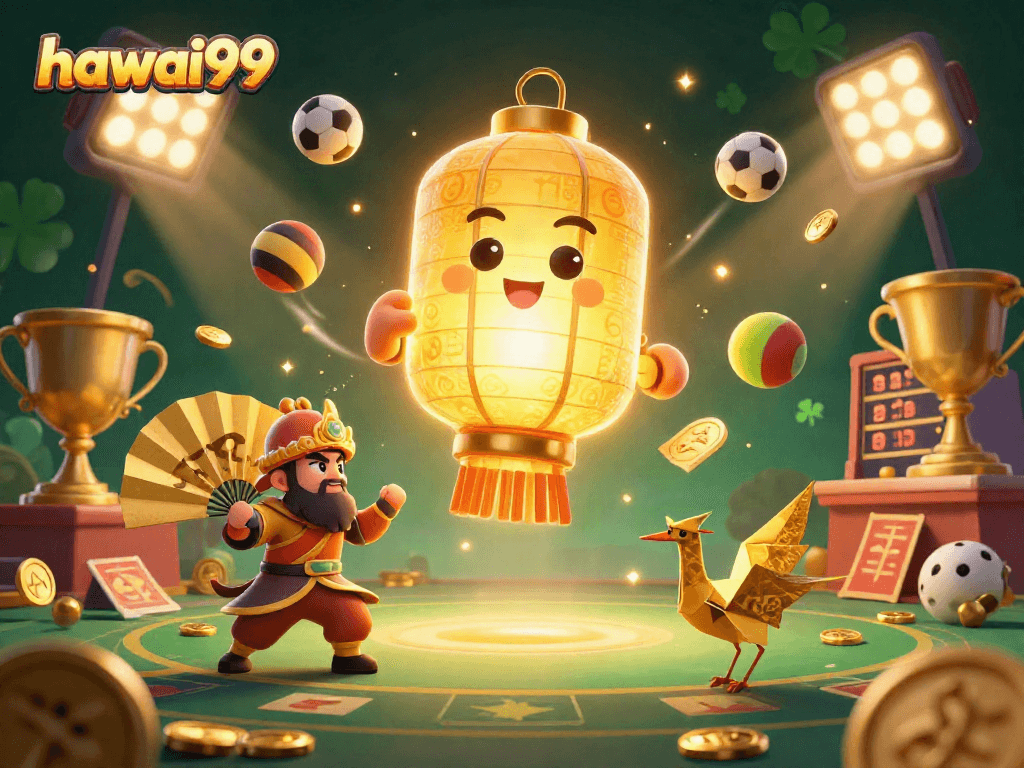 Experience the excitement of hawai99 in this vibrant 3D casino illustration.