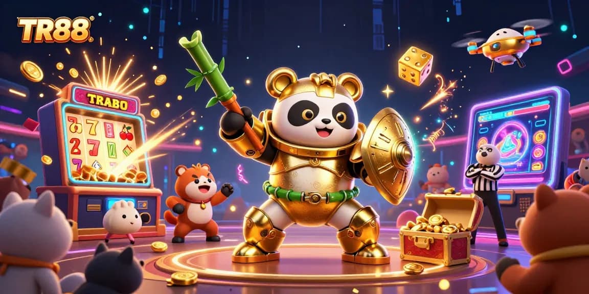 TR88 offers a thrilling jackpot experience with dynamic golden panda characters, colorful slot elements, and vibrant visuals.