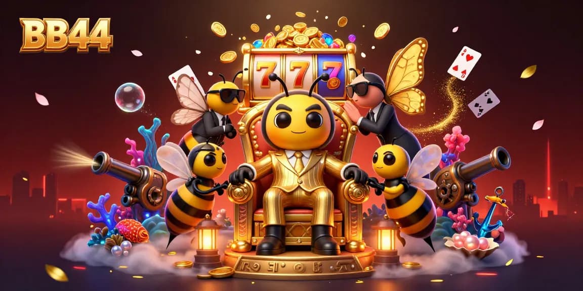 Experience exciting slots and gambling action at BB44 in this vibrant, dynamic 3D scene.