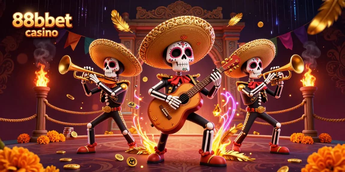 Tham gia trải nghiệm 88bbet casino với hình ảnh thú vị của băng nhóm mariachi trong không gian sống động.
