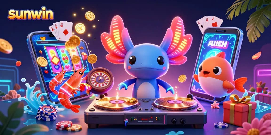 Experience thrilling gameplay with sunwin: vibrant axolotl DJ and animated sea creatures.