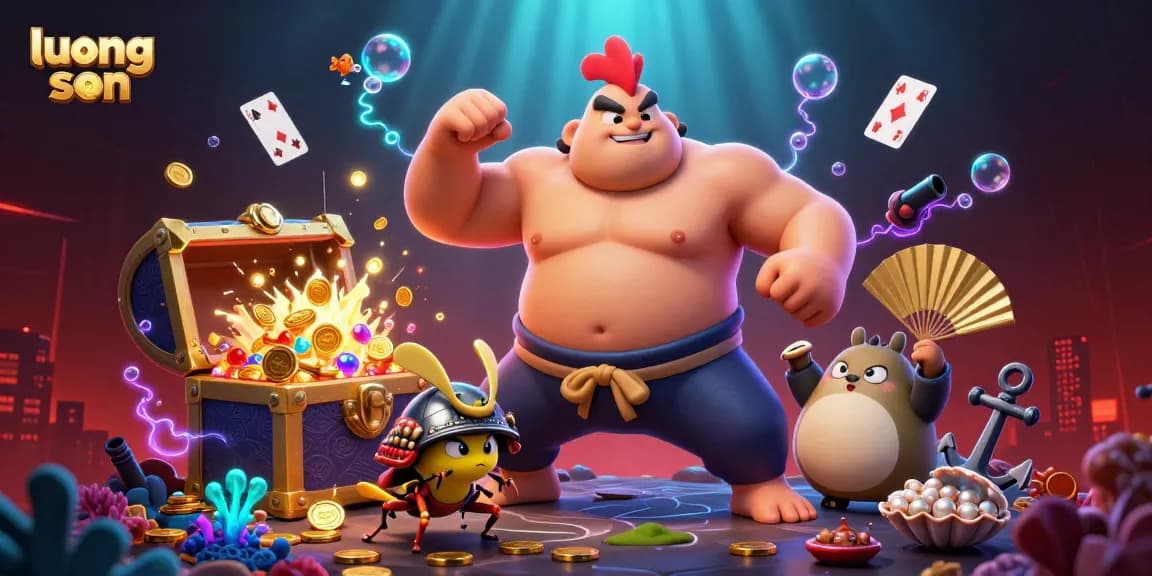 luong son showcases an exciting scene with a powerful sumo wrestler and unique game elements, promoting immersive gaming