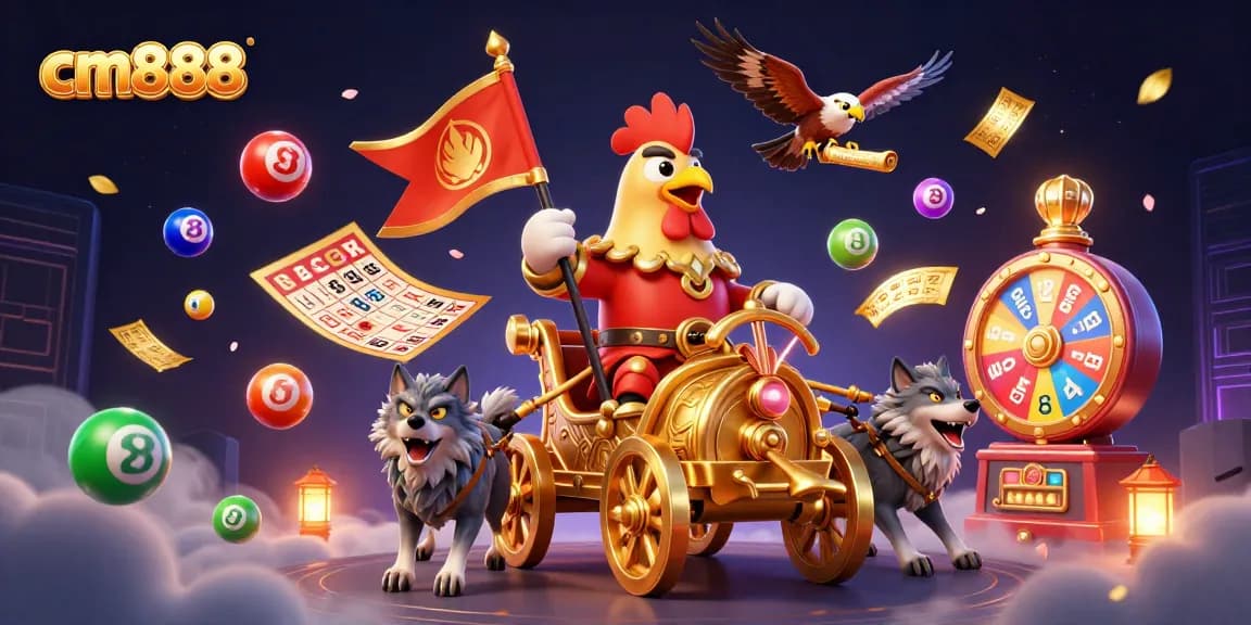 Engage in thrilling gaming action with the cm888 online casino as colorful lottery balls bounce joyfully.