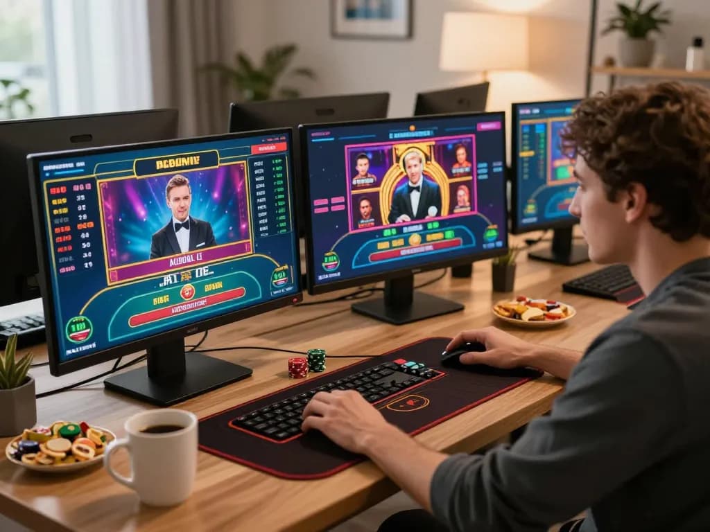 Player engaging with live blackjack games on multiple screens for 79sodoni online casino.