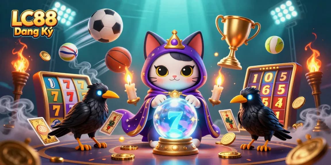 Experience the thrill of winning with LC88 Đăng Ký while engaging with the mystical fortune teller cat and games of chance.