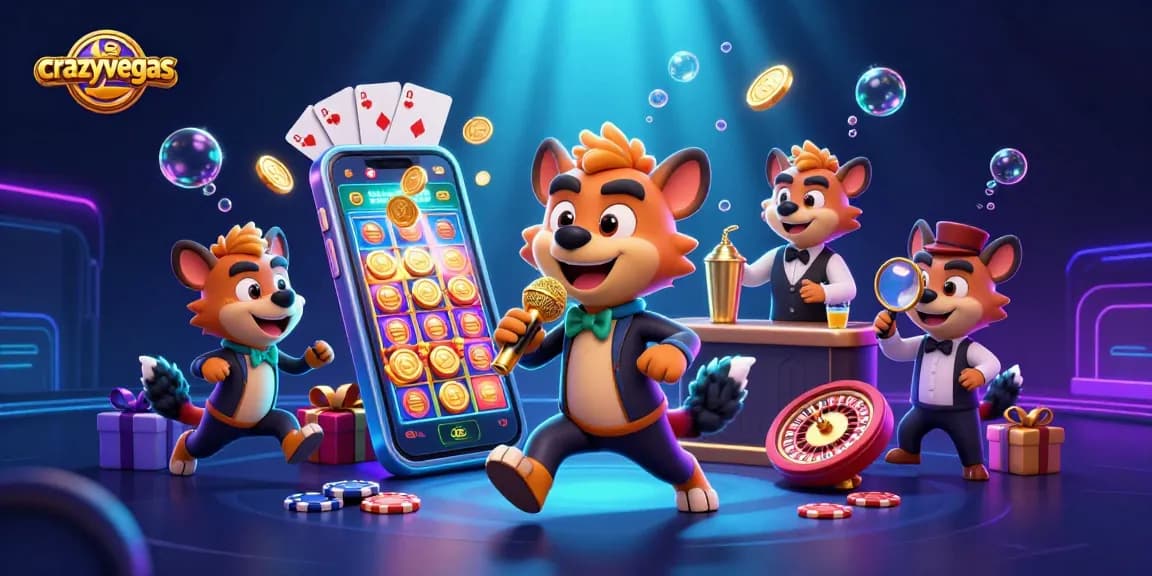 Experience the humor of crazyvegas with hyenas at a comedy casino, mixing fun games and drinks.