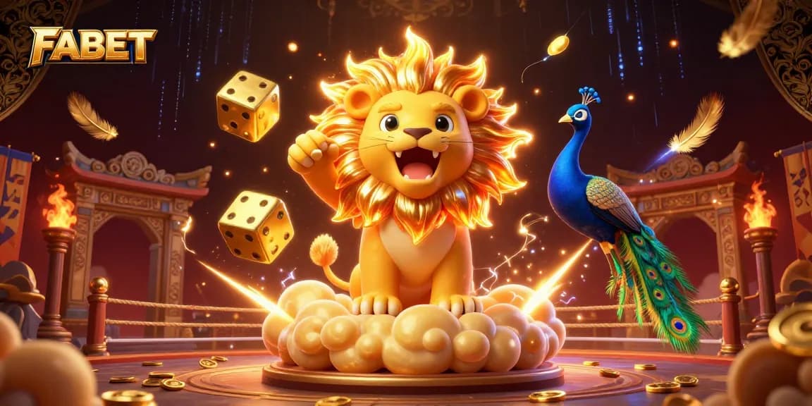 Experience thrilling gameplay with FABET in this dynamic, vibrant casino scene featuring iconic symbols.
