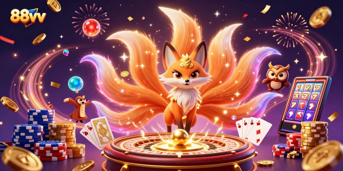 Bet and win with 88vv's exhilarating gameplay amid colorful characters and casino elements.