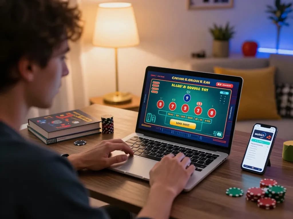 Engage with soibet at home using a laptop for live blackjack, showcasing a cozy gaming setup.
