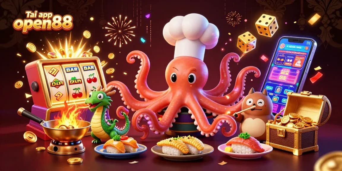 Experience Tải app open88 with an exciting gaming scene filled with vibrant characters and casino elements.