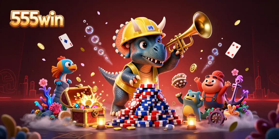 Win big at 555win with exciting games and dynamic visuals of a lively casino scene.