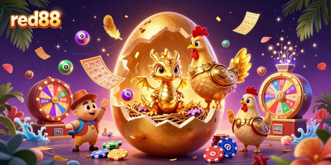 Experience exciting gameplay at red88 with a golden dragon and dynamic lottery elements.