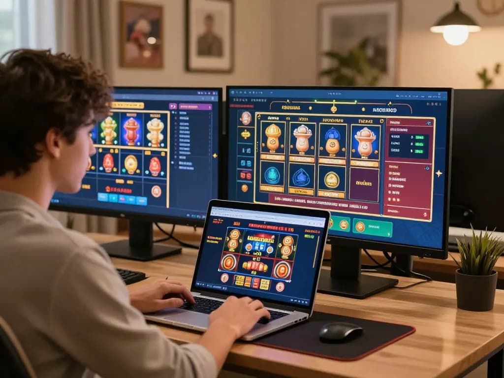 Engaging gameplay at home with the online casino vua88 on screen, showcasing strategic betting actions.