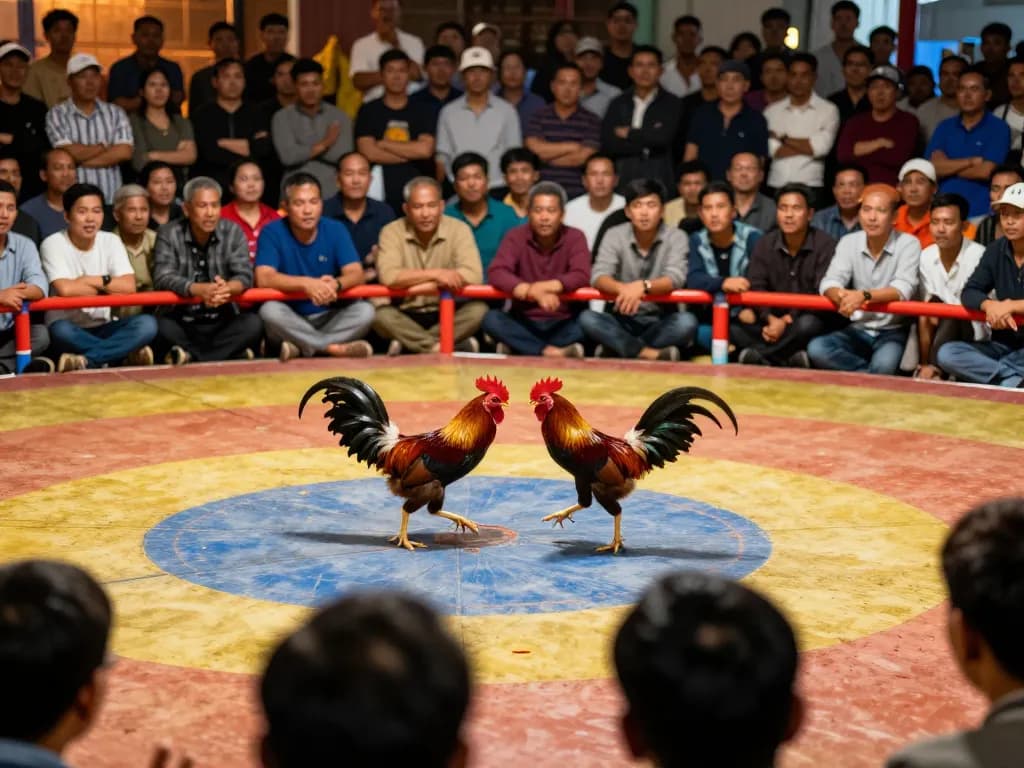 Bắt lấy sự phấn khích của Phát sóng trực tiếp đá gà với hành động sôi nổi trên sân đấu và đám đông cổ vũ