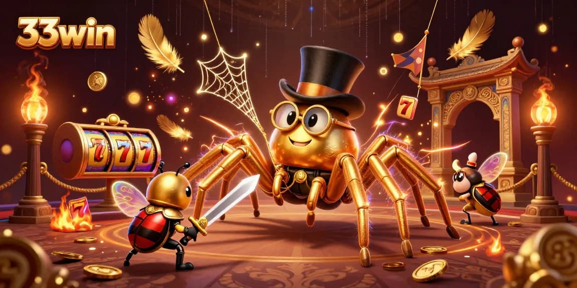 Engage in exotic adventures with 33win's immersive casino-themed illustration showcasing thrilling games.