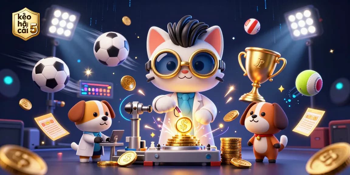 Place bets with kèo nhà cái 5 for sports games in this vibrant, engaging 3D illustration.