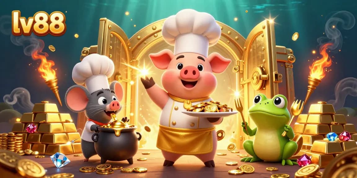 Experience thrilling jackpots with lv88's captivating casino characters amidst golden splendor.