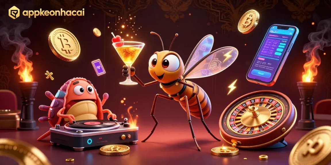 Experience thrilling betting visuals with appkeonhacai's lively casino theme featuring dynamic characters and elements.