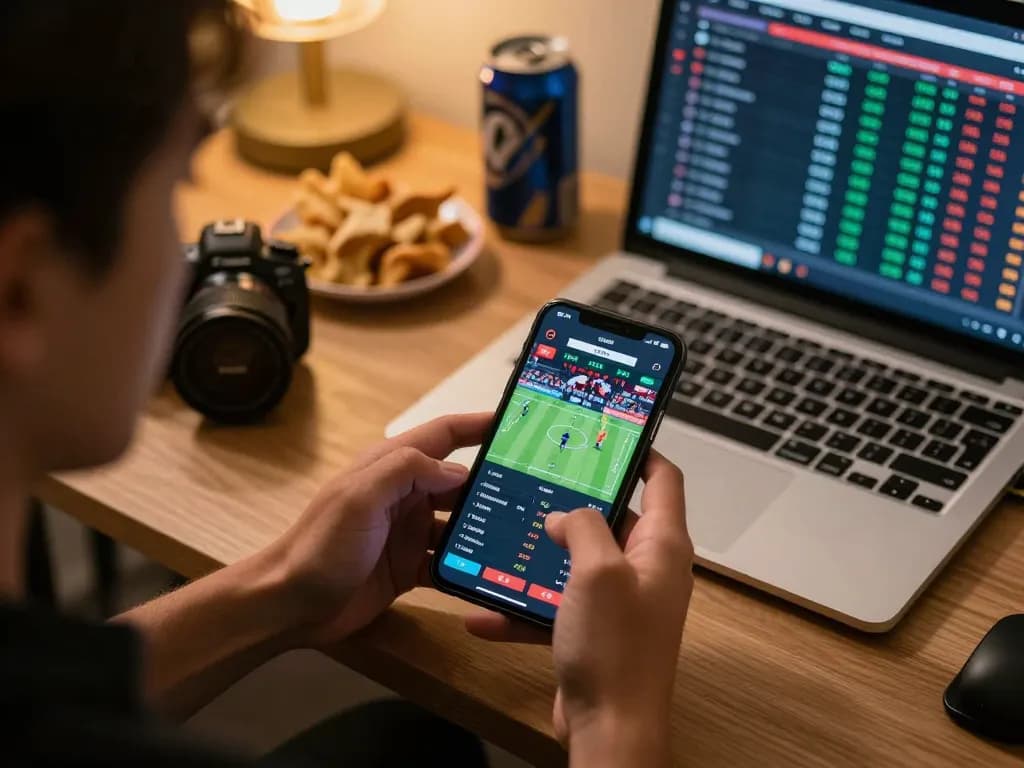 Betting on F168's mobile app during an engaging online sports session at home.