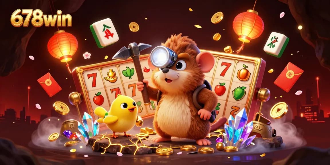 Engage in thrilling gameplay at 678win, featuring treasure hunter mole and exciting slot elements.