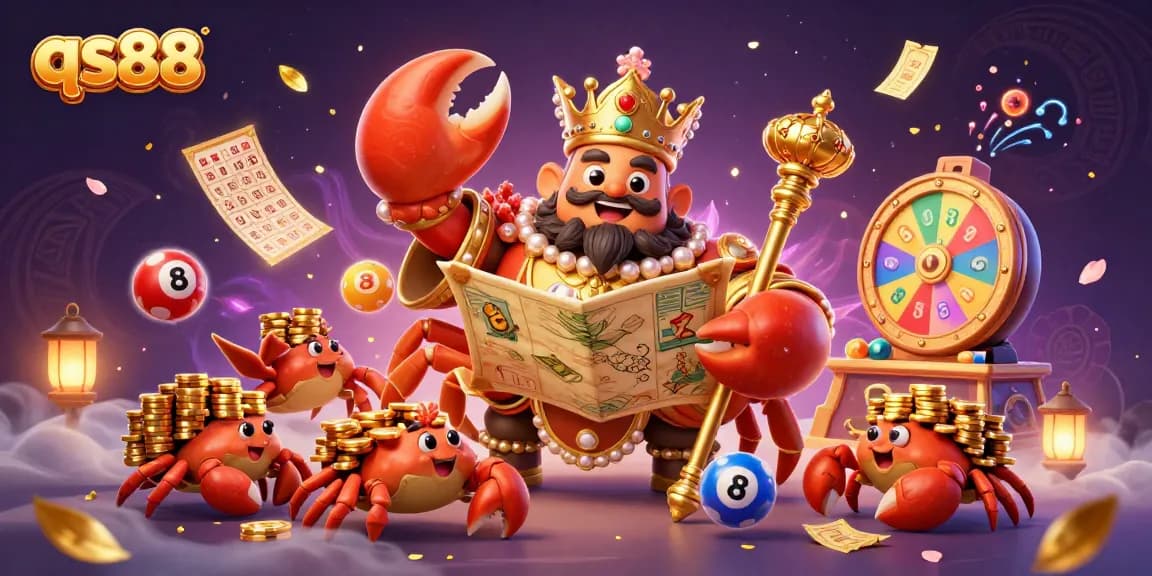 Experience the vibrant world of qs88 with golden crab emperor and dynamic casino elements.