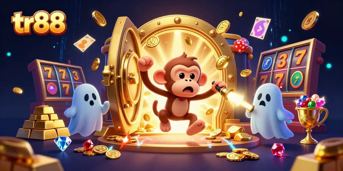 tr88 players experience thrilling wins in a haunted casino, featuring golden treasures and exciting slot games.