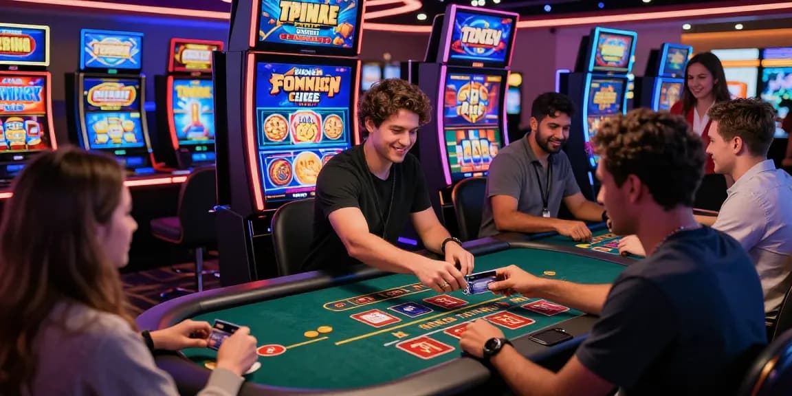 Exciting gaming environment at credit card casinos UK featuring players using credit cards.