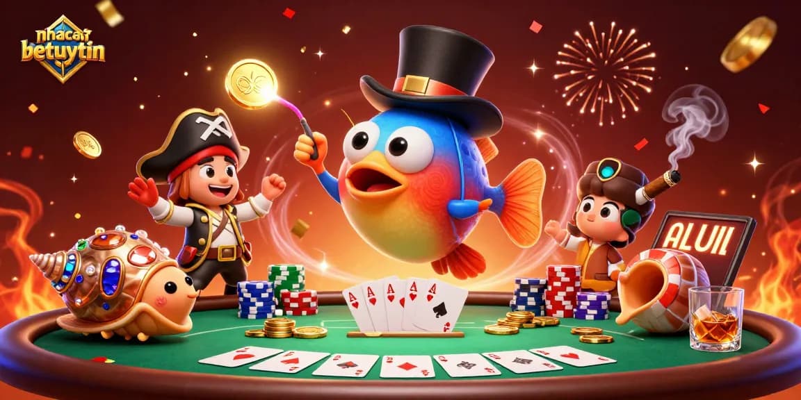 Engage with exciting casino adventures on nhacaibetuytin, featuring gold-drenched characters and vibrant game elements.