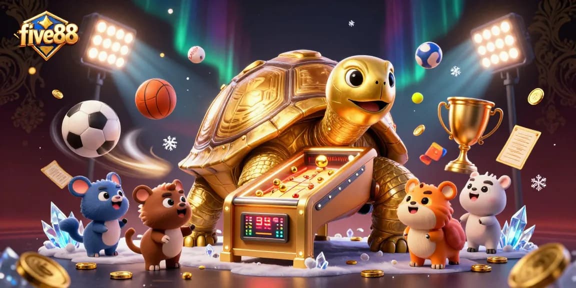 Engage in thrilling gameplay at five88 with our unique golden tortoise pinball machine and sports-themed excitement.