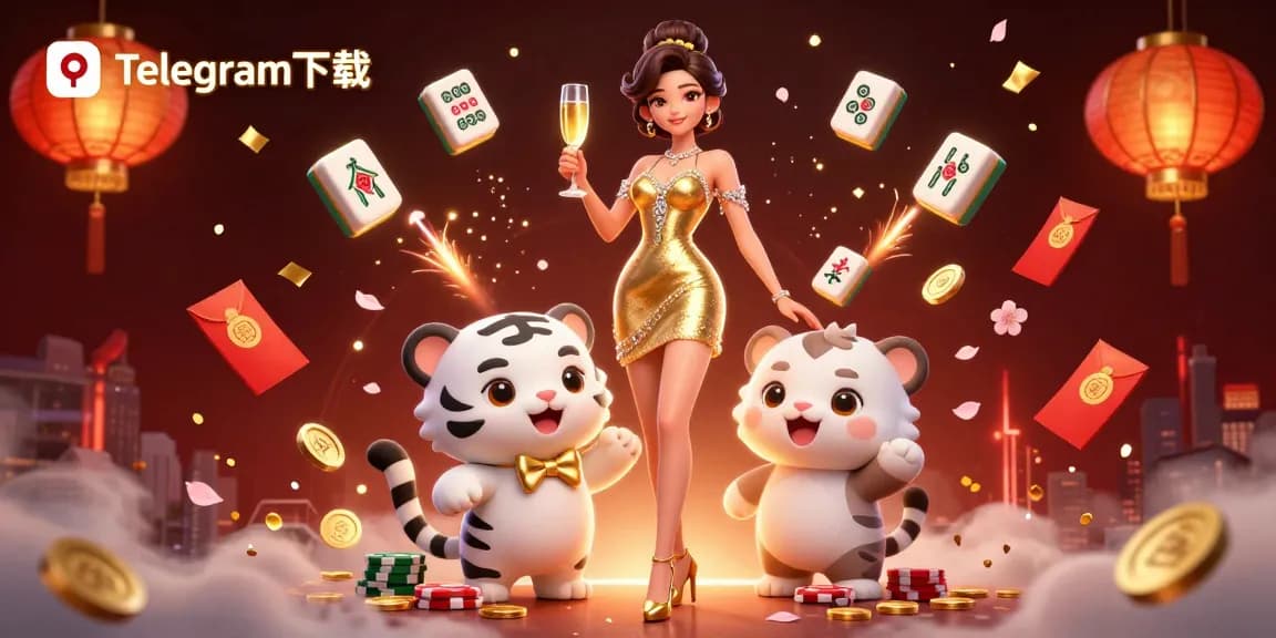与光彩照人的女性和幸运的小虎崽一起用Telegram下载进行高风险游戏。