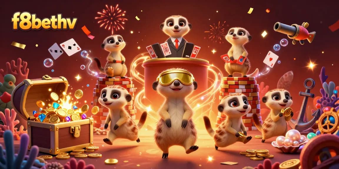Experience f8bethv's vibrant casino world with meerkats and dazzling treasures!