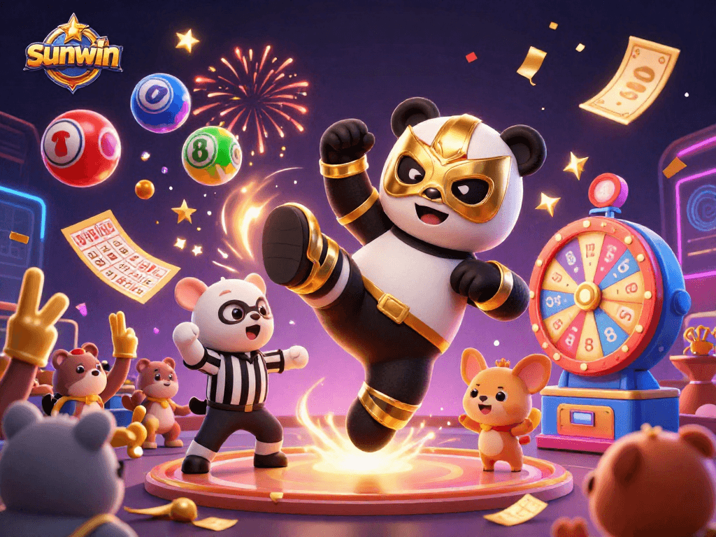 Experience sunwin's thrilling gaming chaos with panda wrestlers and lottery action!