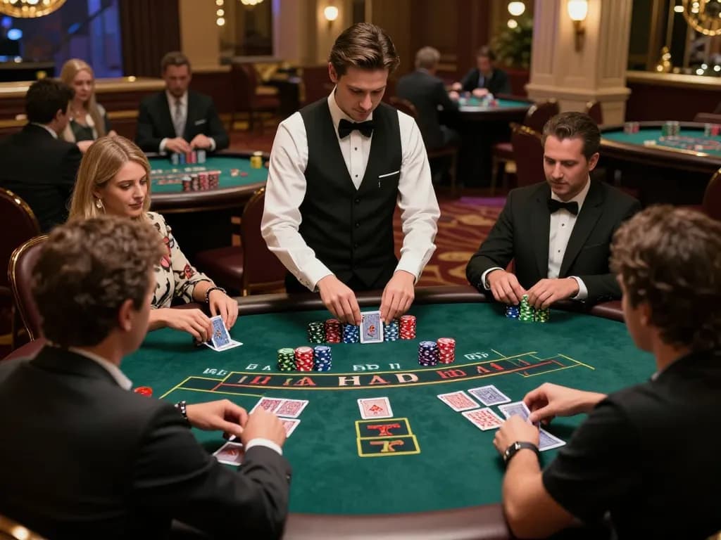 Players engaging in strategic gameplay at the lv 88 blackjack table in an upscale casino