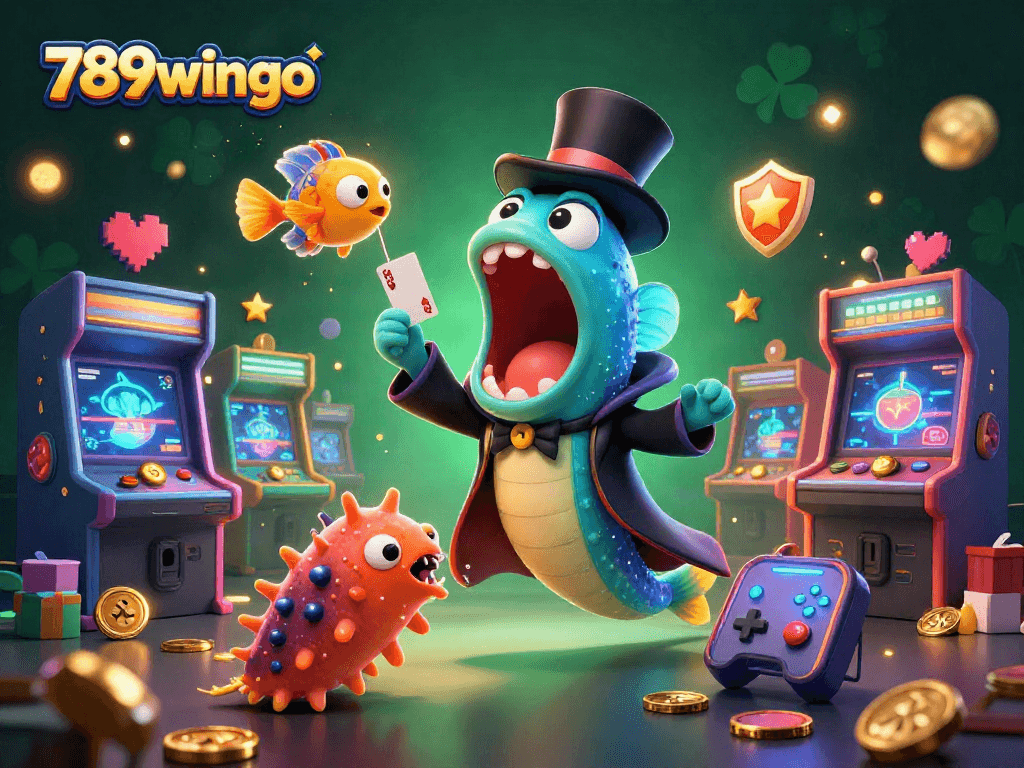 Experience the magic at 789wingo with a buoyant underwater casino scene featuring unique characters and vibrant game elements.