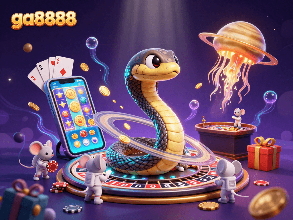 Experience thrilling gaming with ga8888 as astronaut mice bet on a cosmic roulette wheel.