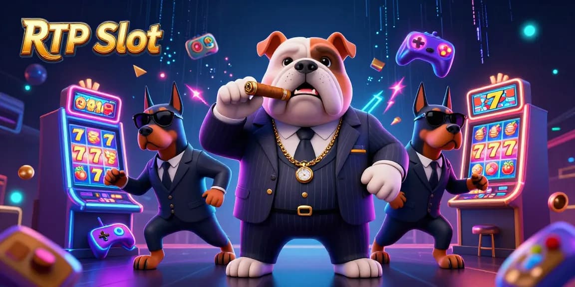Experience high-stakes action in RTP Slot with animated slot machines and vibrant casino elements.