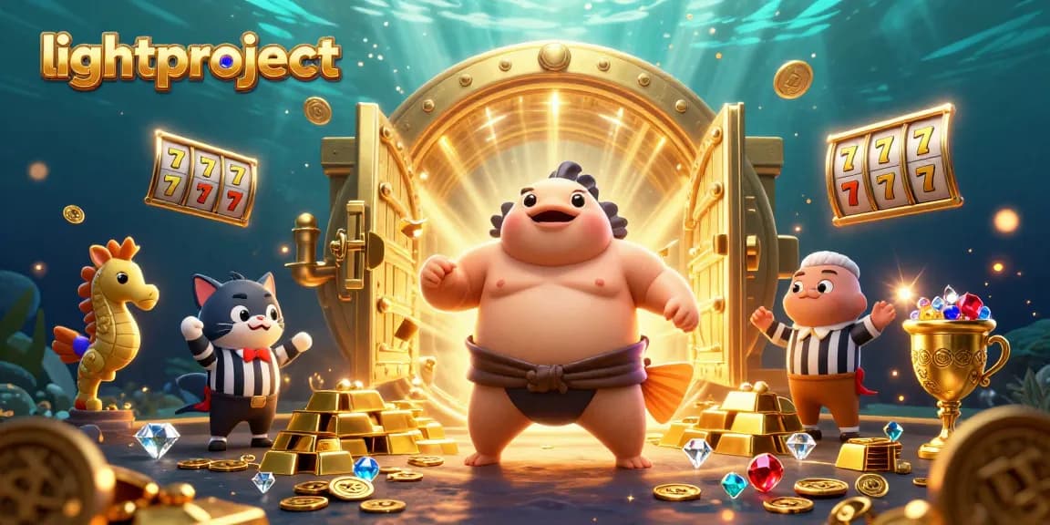 Experience thrilling gaming action at lightproject with cartoon fugu battling in an underwater slot arena.