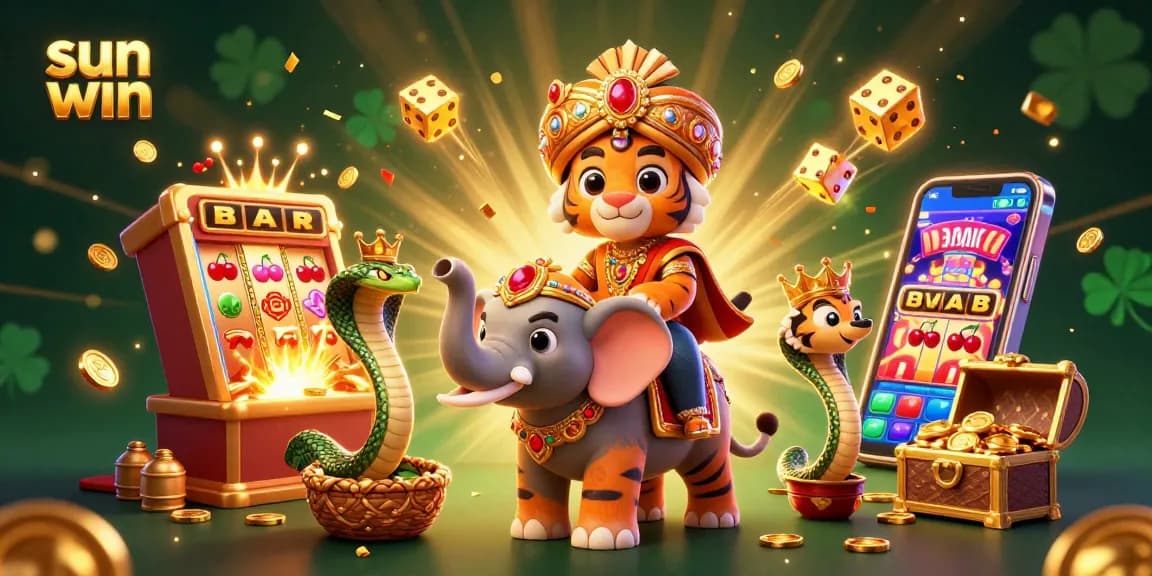 Experience thrilling wins at sun win with a vibrant casino scene featuring dynamic game elements and colorful characters.