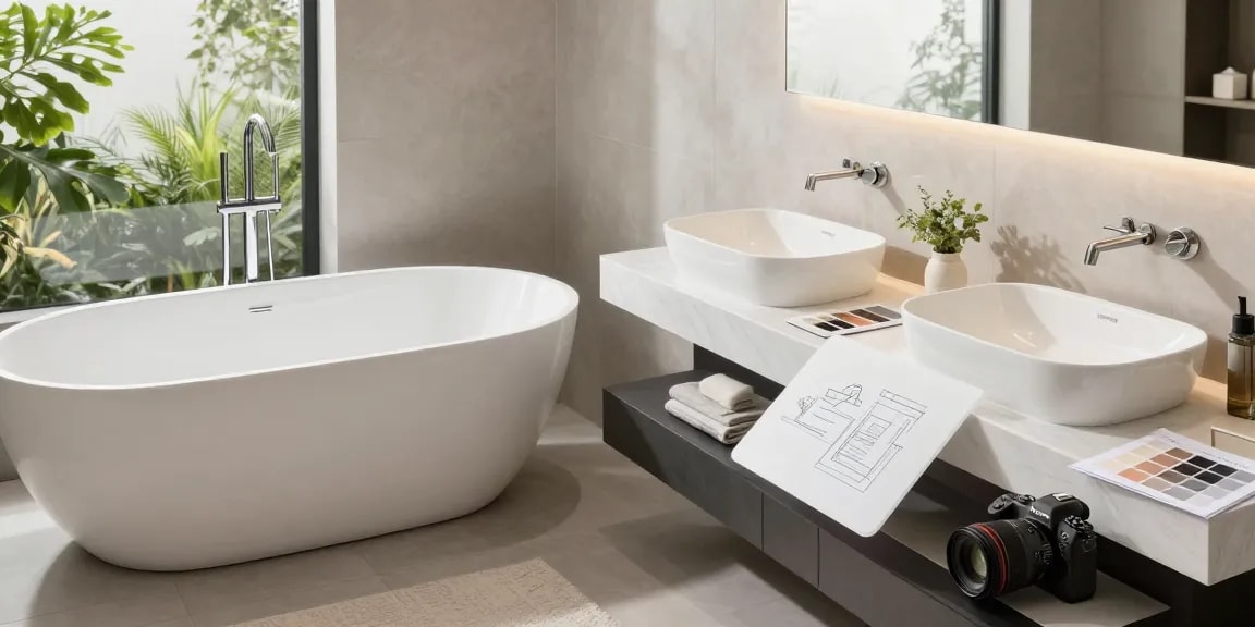 KingKonree solid surface products in a modern bathroom design, showcasing luxury and hygiene.