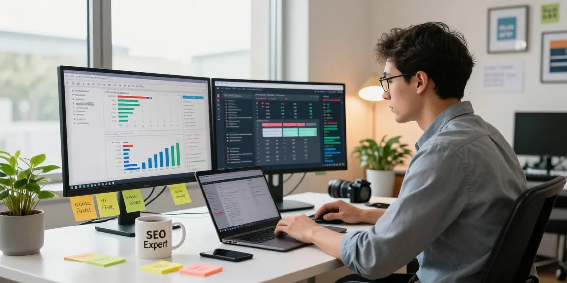 SEO analysis workspace showcasing seanbowieforaz strategies for marketing success