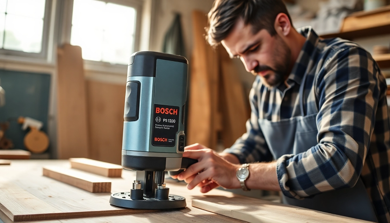 Bosch PSR 1200 im Einsatz beim präzisen Bohren in Holz für vielseitige Projekte.