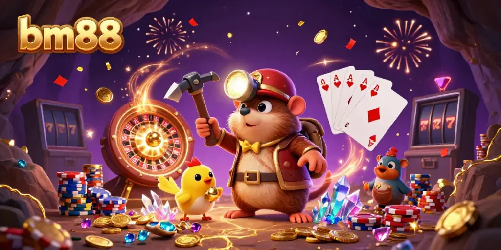 Experience thrilling gaming at bm88 with vibrant characters and engaging casino elements.