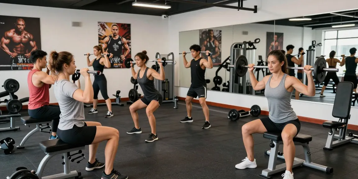 Aktive Bodybuilder im Steroid Shop Deutschland beim Training in einem modernen Fitnessstudio.