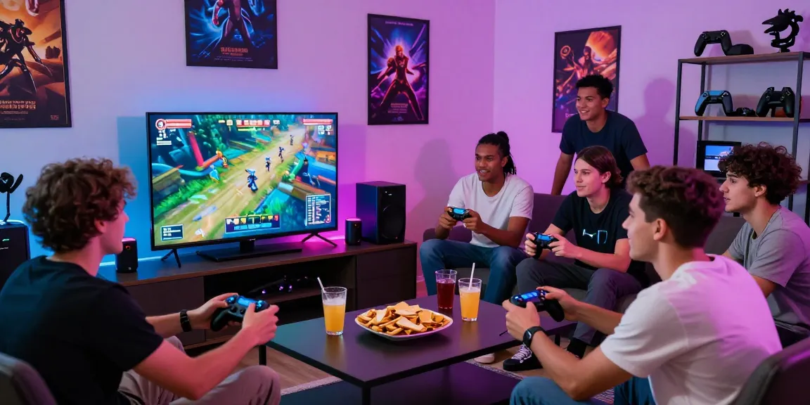 Players enjoying B52 games in a lively gaming room with colorful lighting.