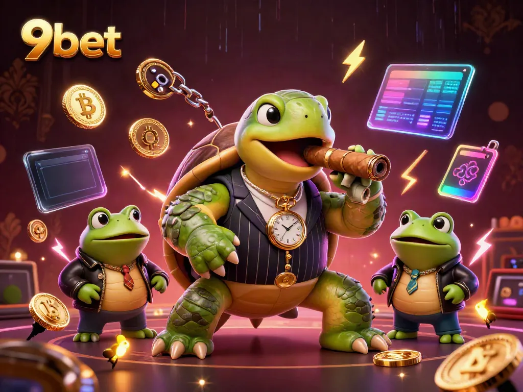 Experience thrilling gameplay with 9bet's cartoon characters in vibrant casino setting.