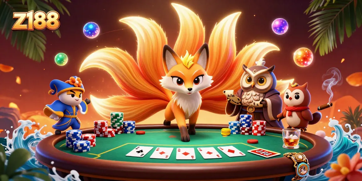 Experience z188's thrill with a vibrant poker scene featuring unique characters and dynamic elements.